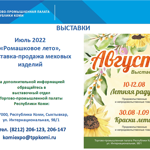 Отчет о деятельности ТПП Коми за июль 2022 года.