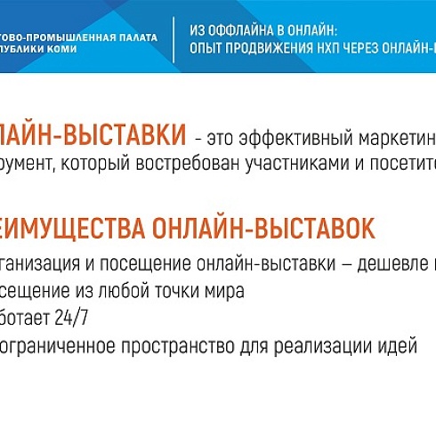 ТПП Коми в онлайн-формате представила кировским предпринимателям проект по организации и проведению онлайн-выставок